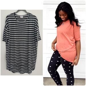 Lularoe Irma Top in Striped Grey/Black